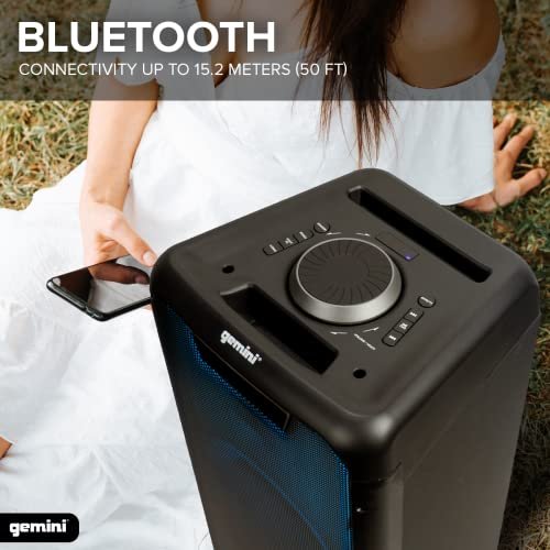 Gemini Sound GLS-880 Bluetooth party speaker with LED lights — 80W peak, dual 8" woofers, 16-hour battery - Image 4