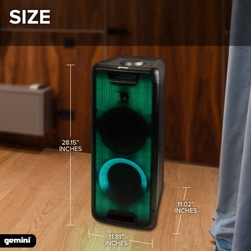 Gemini Sound GLS-880 Bluetooth party speaker with LED lights — 80W peak, dual 8" woofers, 16-hour battery - Image 5