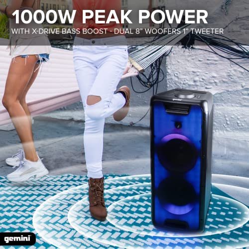 Gemini Sound GLS-880 Bluetooth party speaker with LED lights — 80W peak, dual 8" woofers, 16-hour battery - Image 6