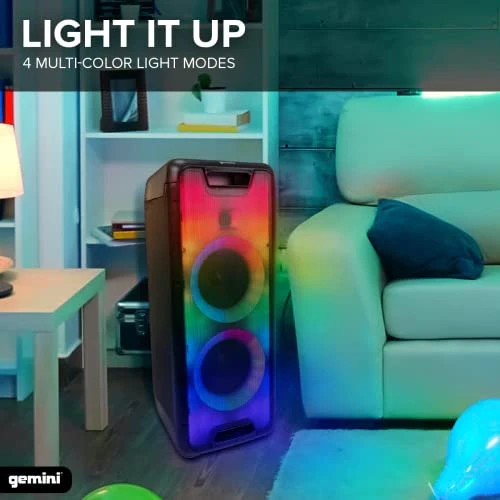 Gemini Sound GLS-880 Bluetooth party speaker with LED lights — 80W peak, dual 8" woofers, 16-hour battery - Image 7