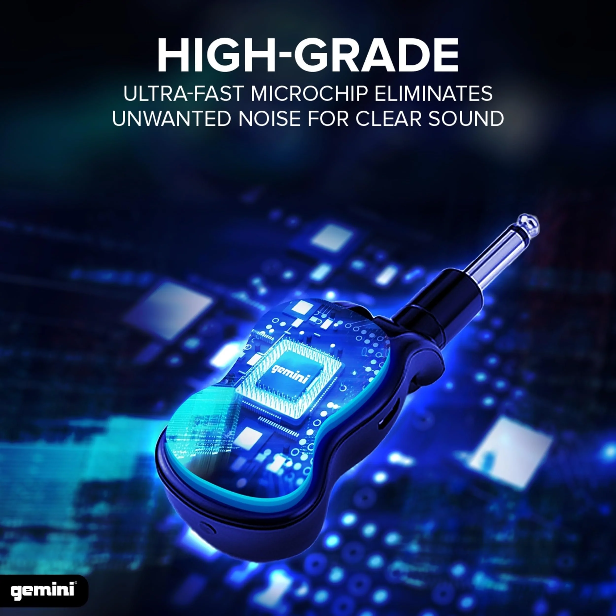 Gemini Sound GMU-G100 UHF wireless guitar system — 50m+ range, rechargeable transmitter and receiver, 1/4" connection - Image 6