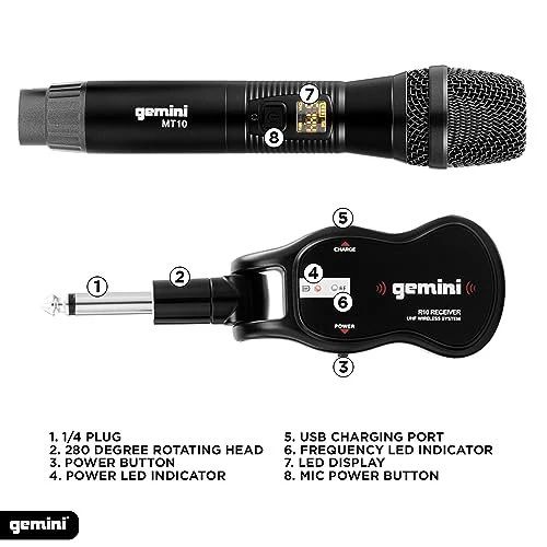 Gemini Sound GMU-M100 UHF wireless microphone system — 50m+ range, 10-hr mic battery, USB rechargeable - Image 6