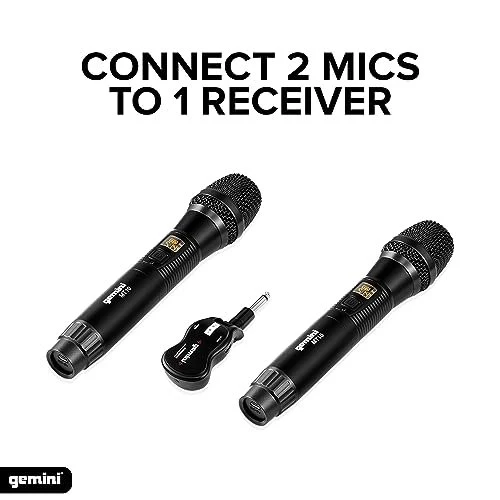 Gemini Sound GMU-M200 UHF dual wireless microphone system — 2 dynamic handhelds, 50m+ range, 10-hour mic battery - Image 5