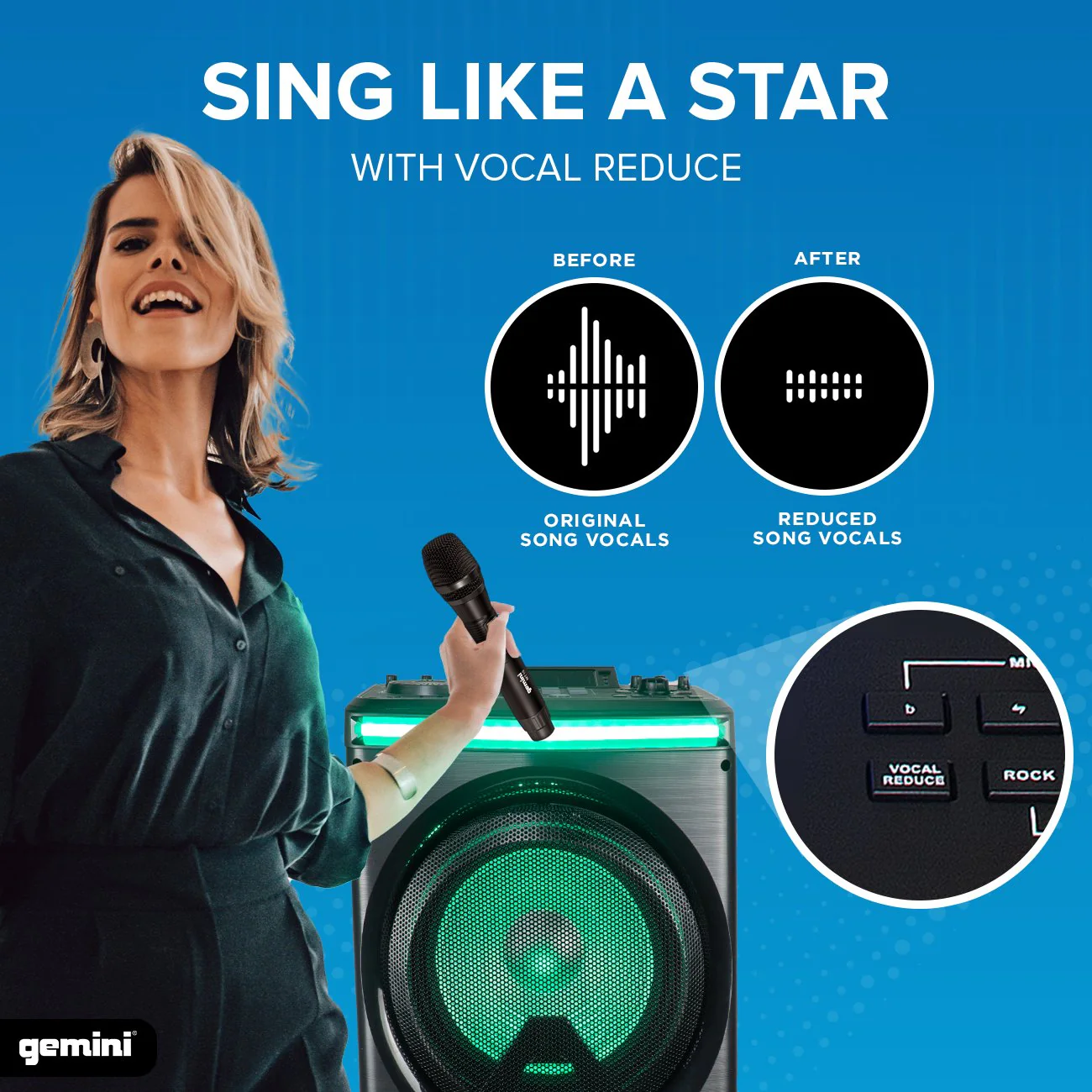 Gemini Sound GPK-1200 dual 12" karaoke party speaker — 420W peak, two 12" woofers, Bluetooth and USB - Image 4