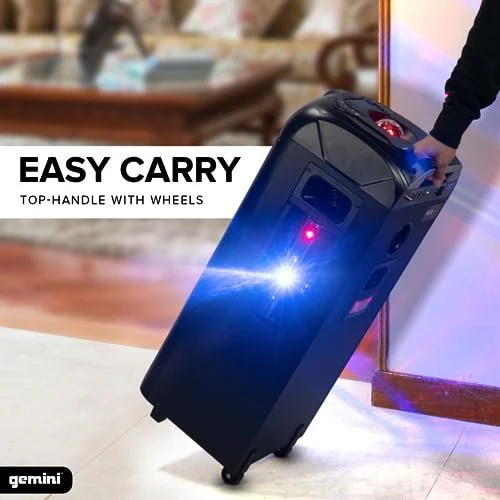 Gemini Sound GPLT-360 portable Bluetooth party speaker with 360° LED lighting — 150W peak, dual 8" woofers, 4+ hr battery - Image 6