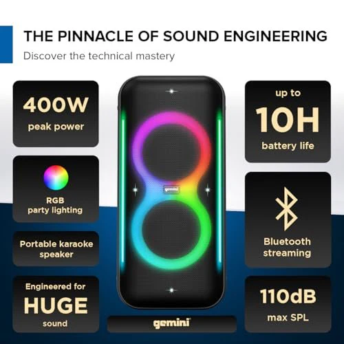 Gemini Sound GRV-2650L UltraRave Duo portable Bluetooth party speaker — 200W peak, dual 6.5" woofers, 10-hour battery - Image 7