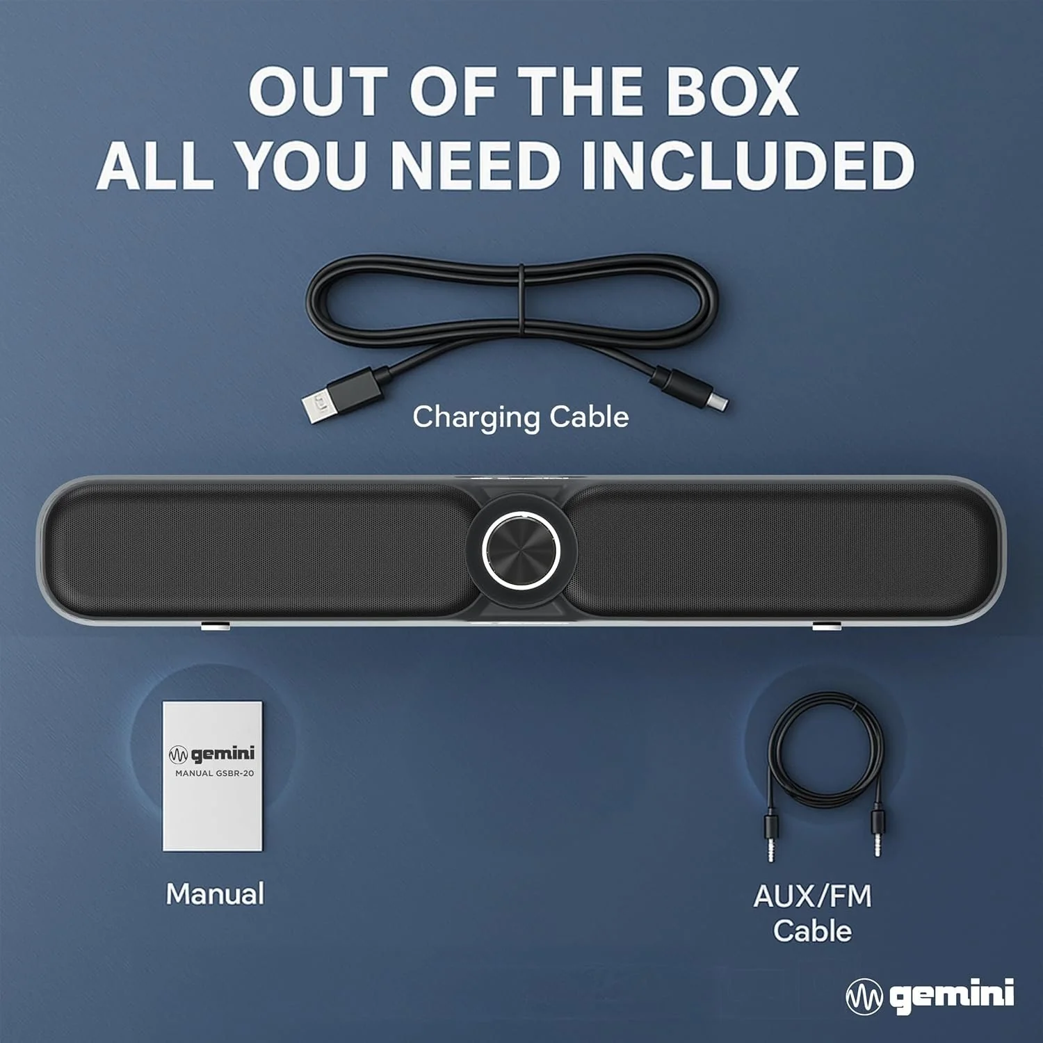 Gemini Sound GSBR-20 portable Bluetooth soundbar — 30W peak, 20W RMS, 3.5-hr battery - Image 7