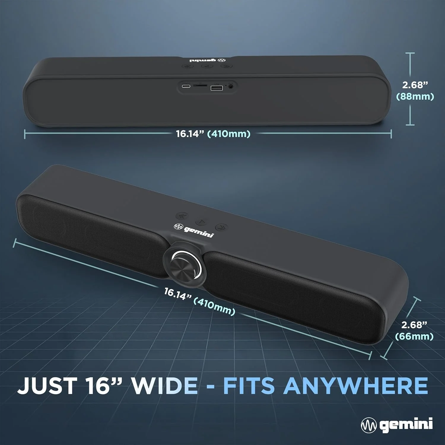 Gemini Sound GSBR-20 portable Bluetooth soundbar — 30W peak, 20W RMS, 3.5-hr battery - Image 8