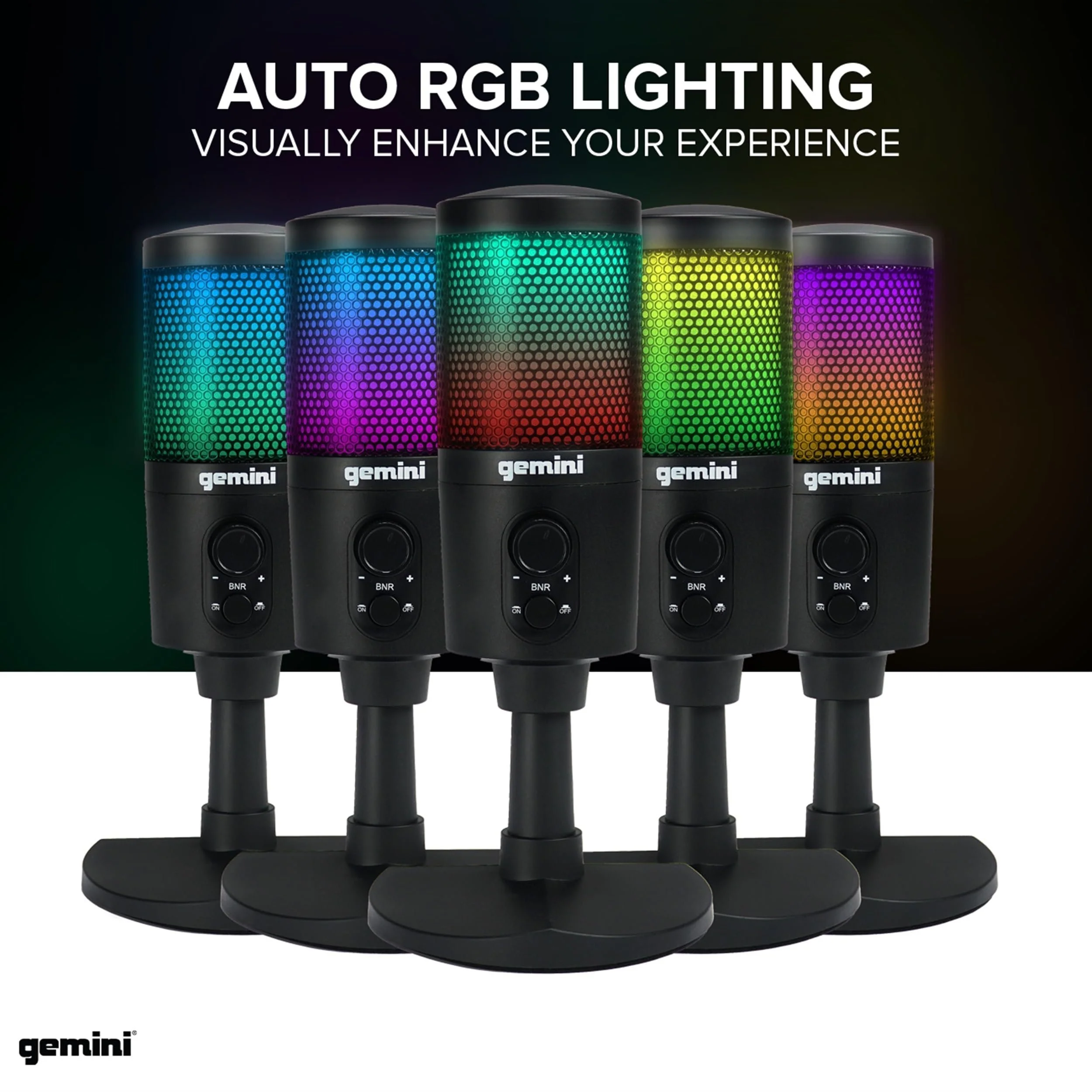 Gemini Sound GSM-100 USB condenser microphone for streaming and podcasting — cardioid pickup, RGB lighting, USB-C plug-and-play - Image 3