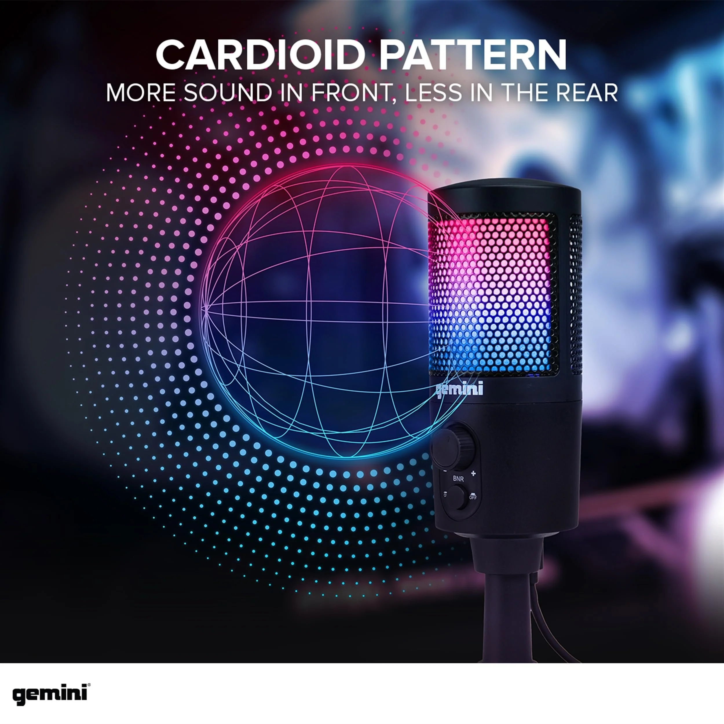 Gemini Sound GSM-100 USB condenser microphone for streaming and podcasting — cardioid pickup, RGB lighting, USB-C plug-and-play - Image 5