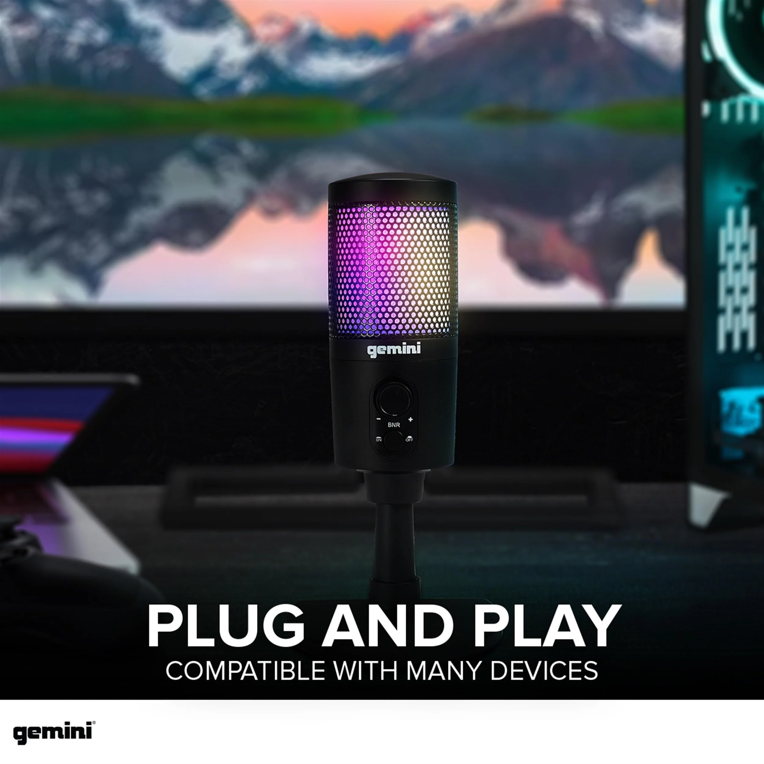 Gemini Sound GSM-100 USB condenser microphone for streaming and podcasting — cardioid pickup, RGB lighting, USB-C plug-and-play - Image 6