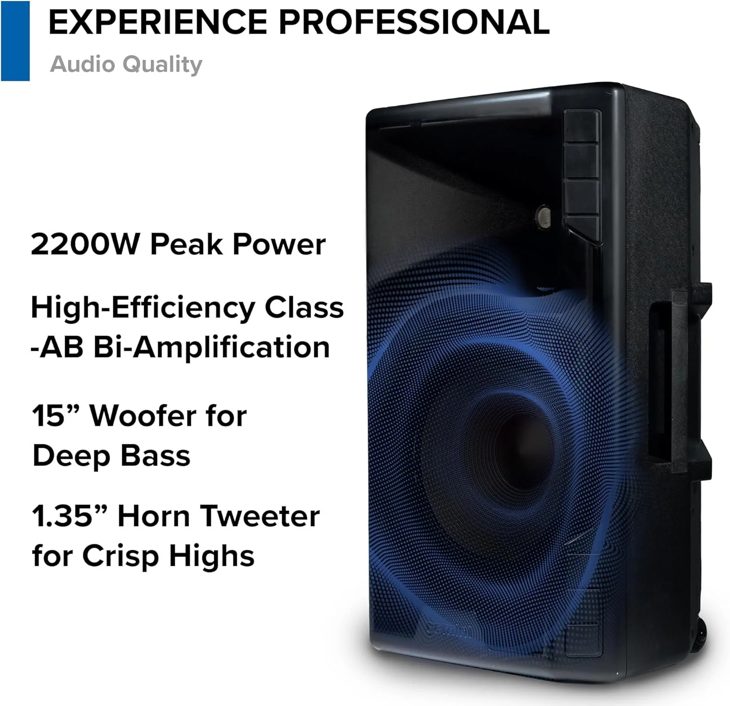 Gemini Sound GSP-5500 powered Bluetooth PA speaker — 500W peak, 15" woofer, TWS Bluetooth pairing - Image 3
