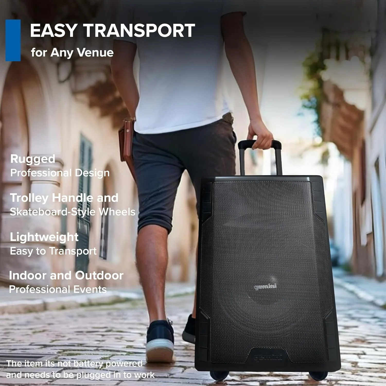 Gemini Sound GSP-5500 powered Bluetooth PA speaker — 500W peak, 15" woofer, TWS Bluetooth pairing - Image 4