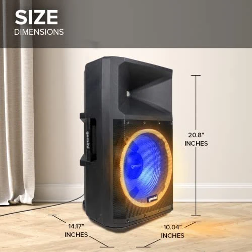 Gemini Sound GSP-L2200PK 15" active Bluetooth PA speaker with LED lights, mic, and stand — 500W peak, 250W RMS, 15" woofer - Image 5