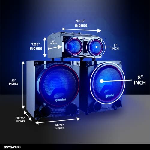 Gemini Sound GSYS-2000 home party stereo system with LED lights — 2000W peak, dual 8" woofers, Bluetooth + USB + SD + FM - Image 6