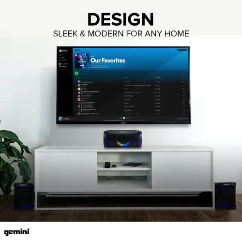 Gemini Sound GSYS-2400 home stereo system with LED party lighting — 100W RMS, dual 8" woofers, Bluetooth + karaoke - Image 3