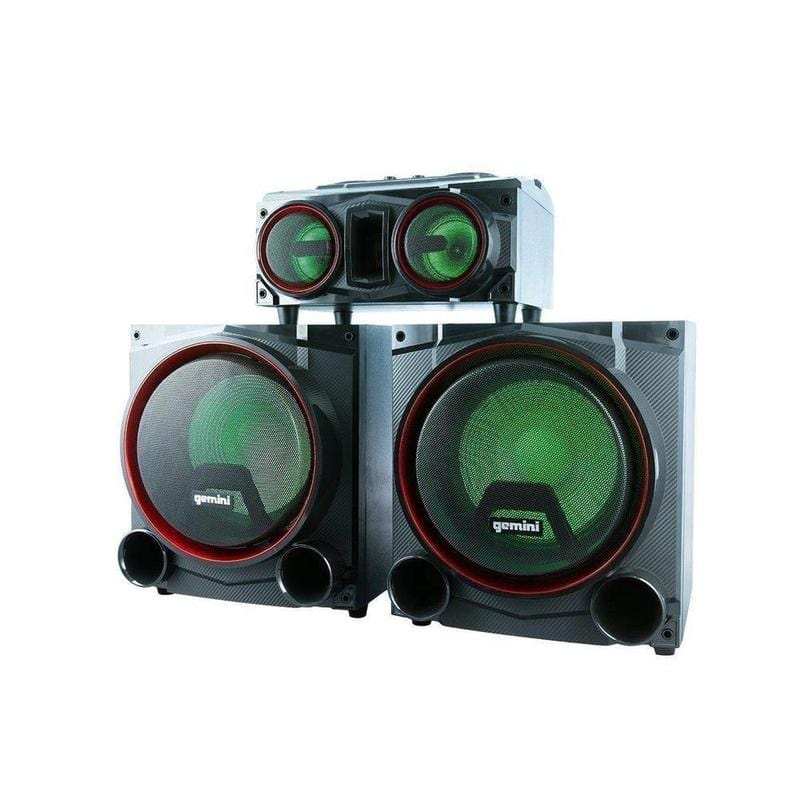 Gemini Sound GSYS-4000 home party stereo system with dual 12" woofers and LED lighting — 4000W peak, Bluetooth, built-in media player