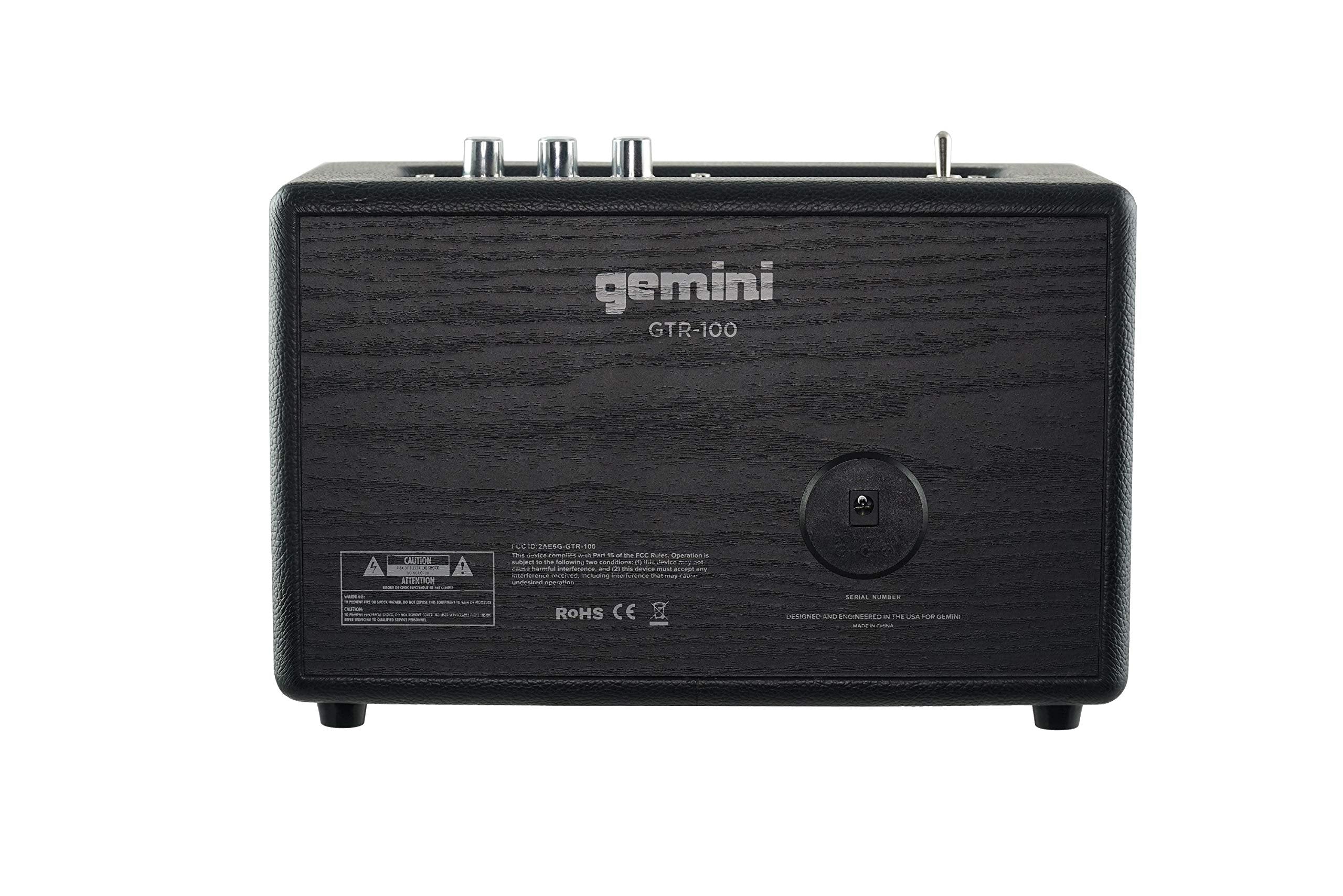 Gemini Sound GTR-100 portable retro Bluetooth speaker — 30W peak, dual 3" woofers, 8-hr battery - Image 4