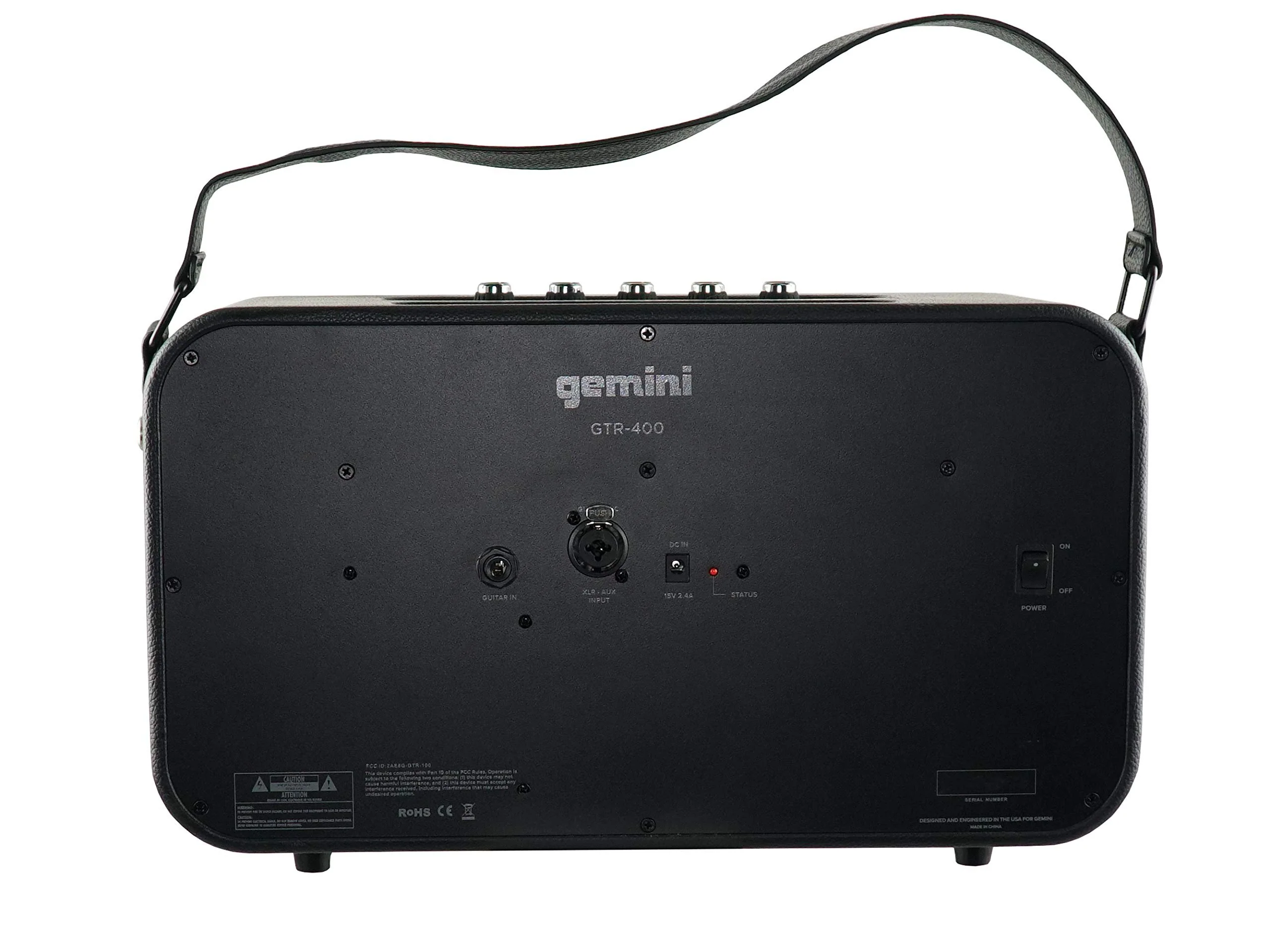 Gemini Sound GTR-400 portable retro Bluetooth speaker and guitar amp — 90W peak, dual 4.5" woofers, 10-hr battery - Image 4