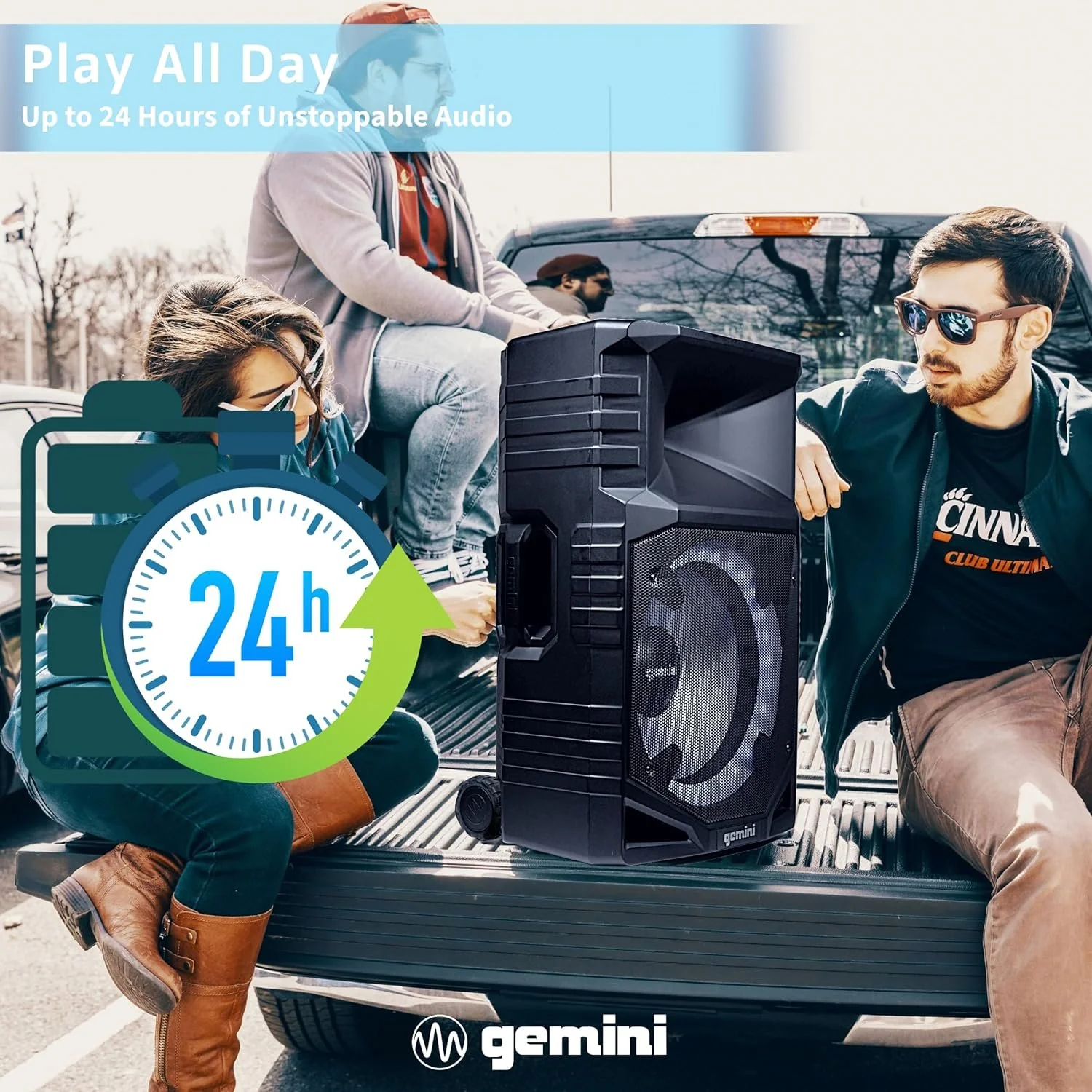 Gemini Sound GXP-T1500 portable Bluetooth PA speaker with LED lights — 270W peak, 15" woofer, IPX4 weatherproof - Image 5