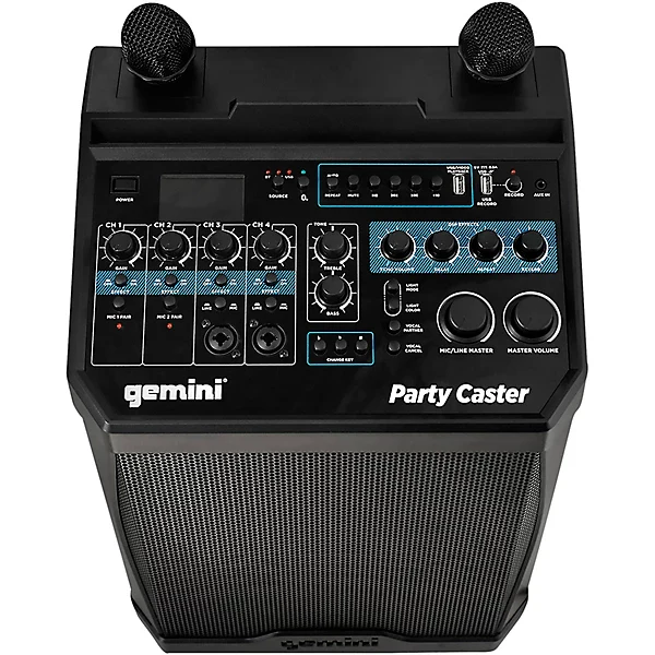 Gemini Sound KP-800PRO karaoke PA speaker with wireless mics — 200W peak, 8" woofer, 2 UHF wireless mics included - Image 5