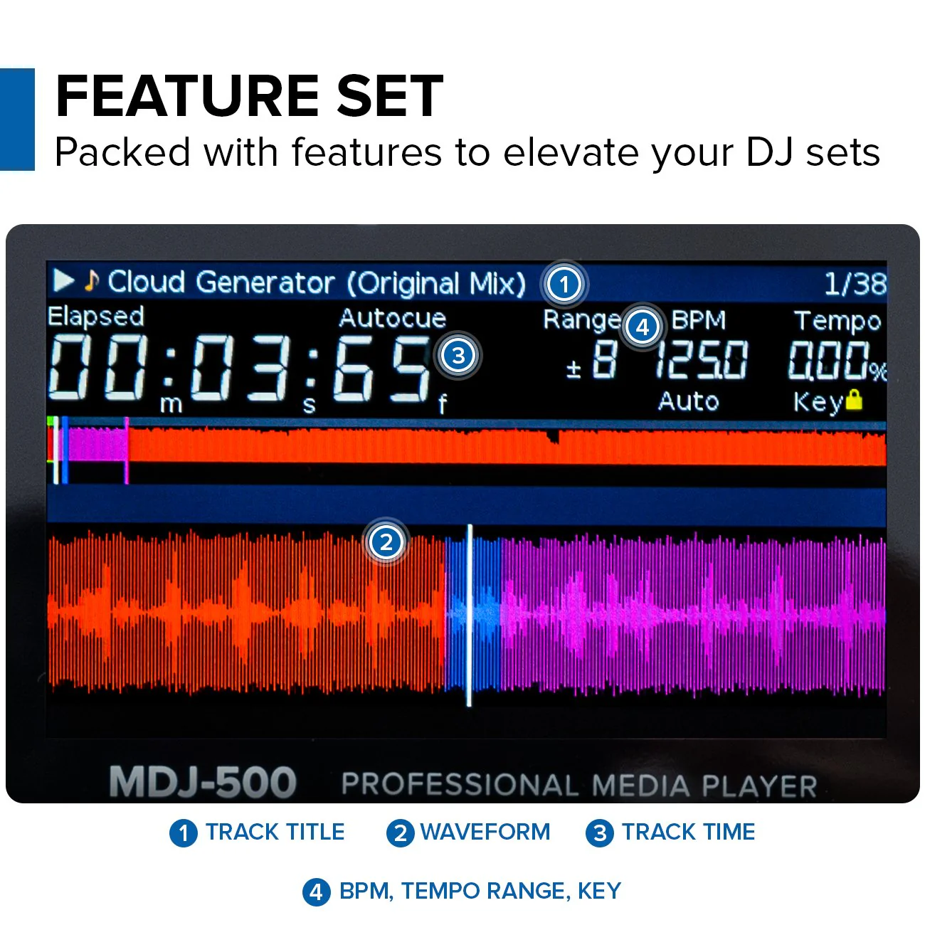 Gemini Sound MDJ-500 professional DJ media player — 24-bit/192kHz soundcard, 5" jogwheel, 4.3" color display - Image 6