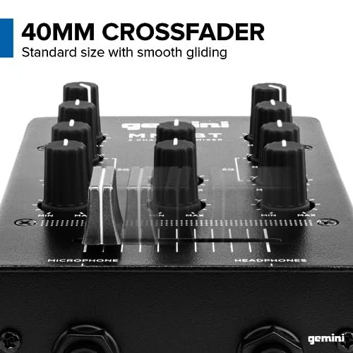Gemini Sound MM1 BT pocket-sized 2-channel DJ mixer with Bluetooth — 2 channels, 40mm crossfader, all-metal build - Image 3