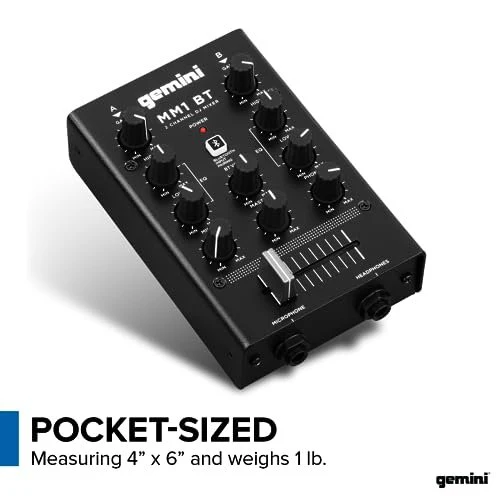 Gemini Sound MM1 BT pocket-sized 2-channel DJ mixer with Bluetooth — 2 channels, 40mm crossfader, all-metal build - Image 6