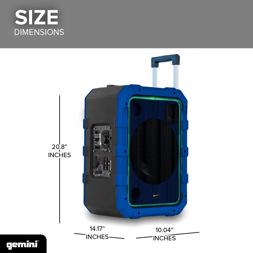 Gemini Sound MPA-2400 rechargeable trolley party speaker — 240W peak, 10" woofer, 18-hr battery - Image 8