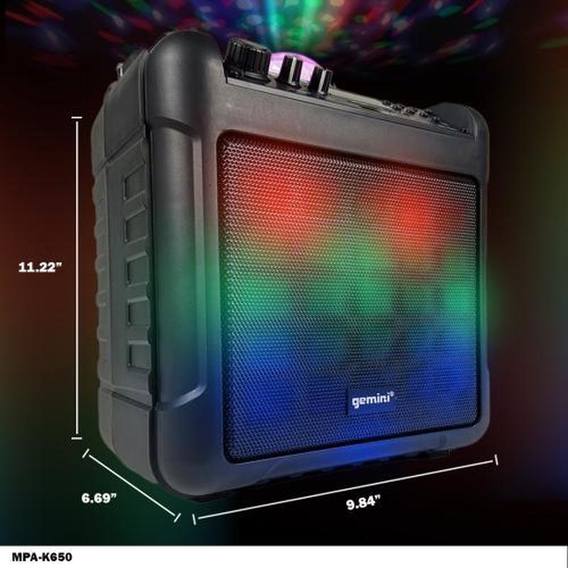 Gemini Sound MPA-K650 portable karaoke party speaker — 16W peak, 6.5" woofer, 5+ hour battery - Image 6
