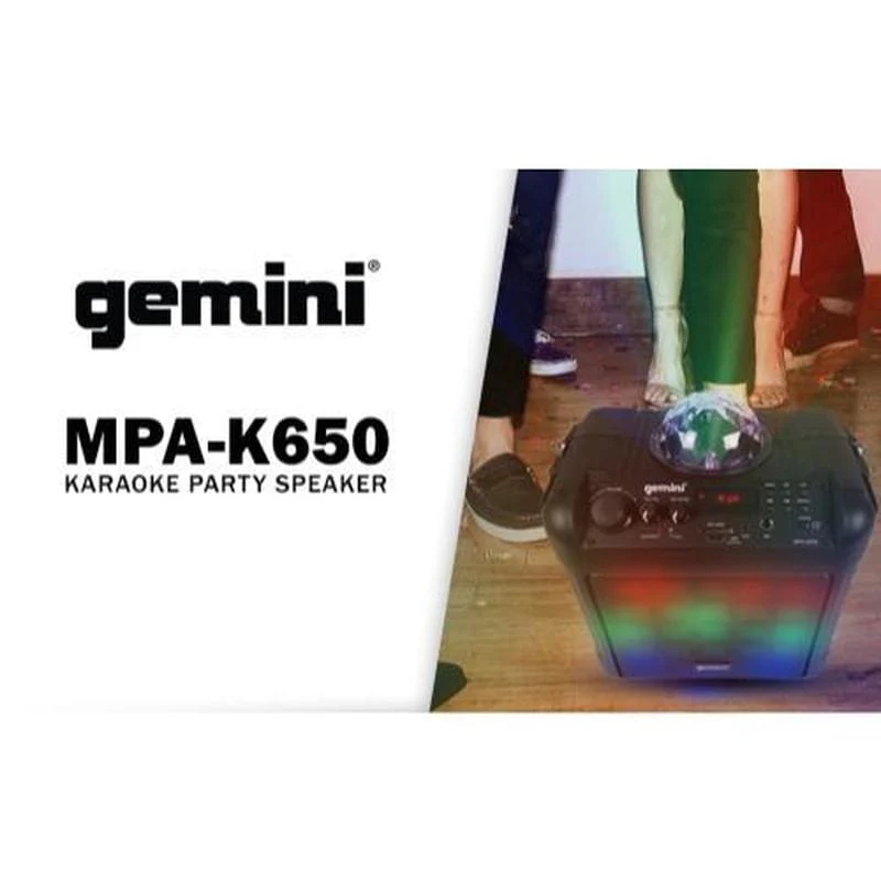 Gemini Sound MPA-K650 portable karaoke party speaker — 16W peak, 6.5" woofer, 5+ hour battery - Image 7