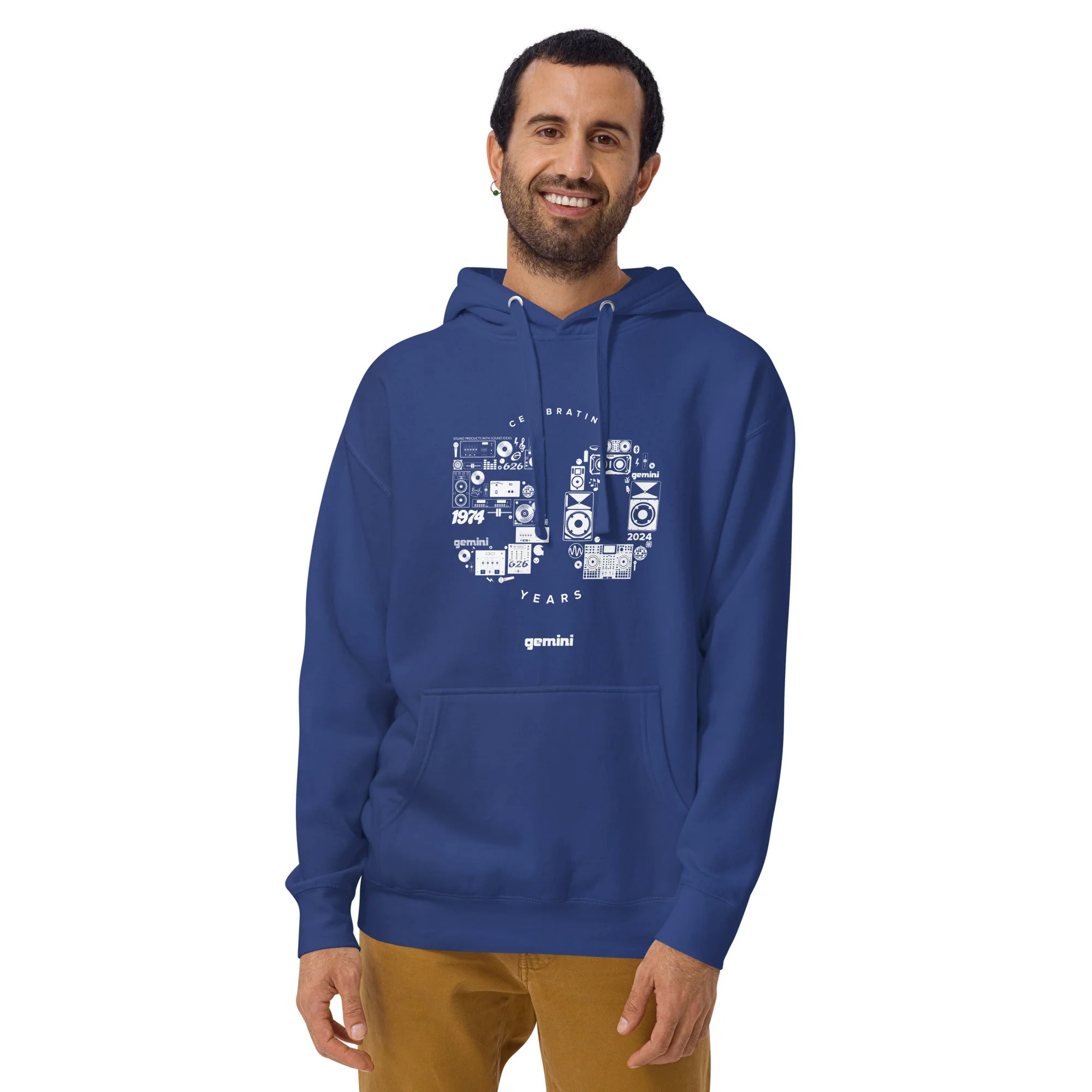 Gemini Sound Cotton Pullover Hoodie - Soft Streetwear with Pouch Pocket - Image 11