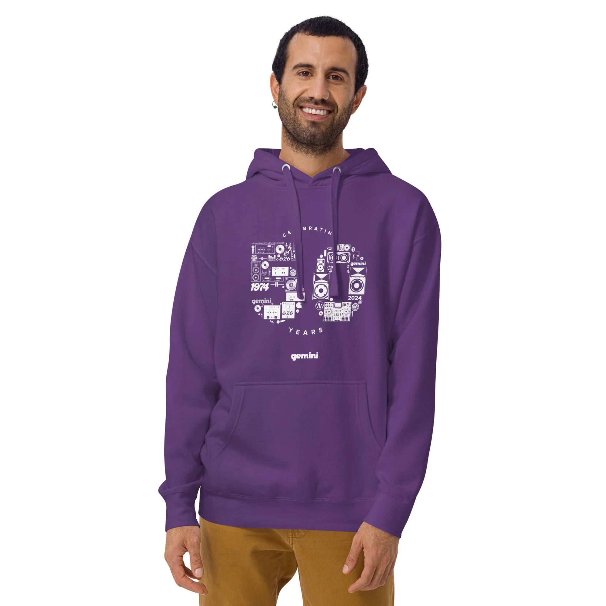Gemini Sound Cotton Pullover Hoodie - Soft Streetwear with Pouch Pocket - Image 13