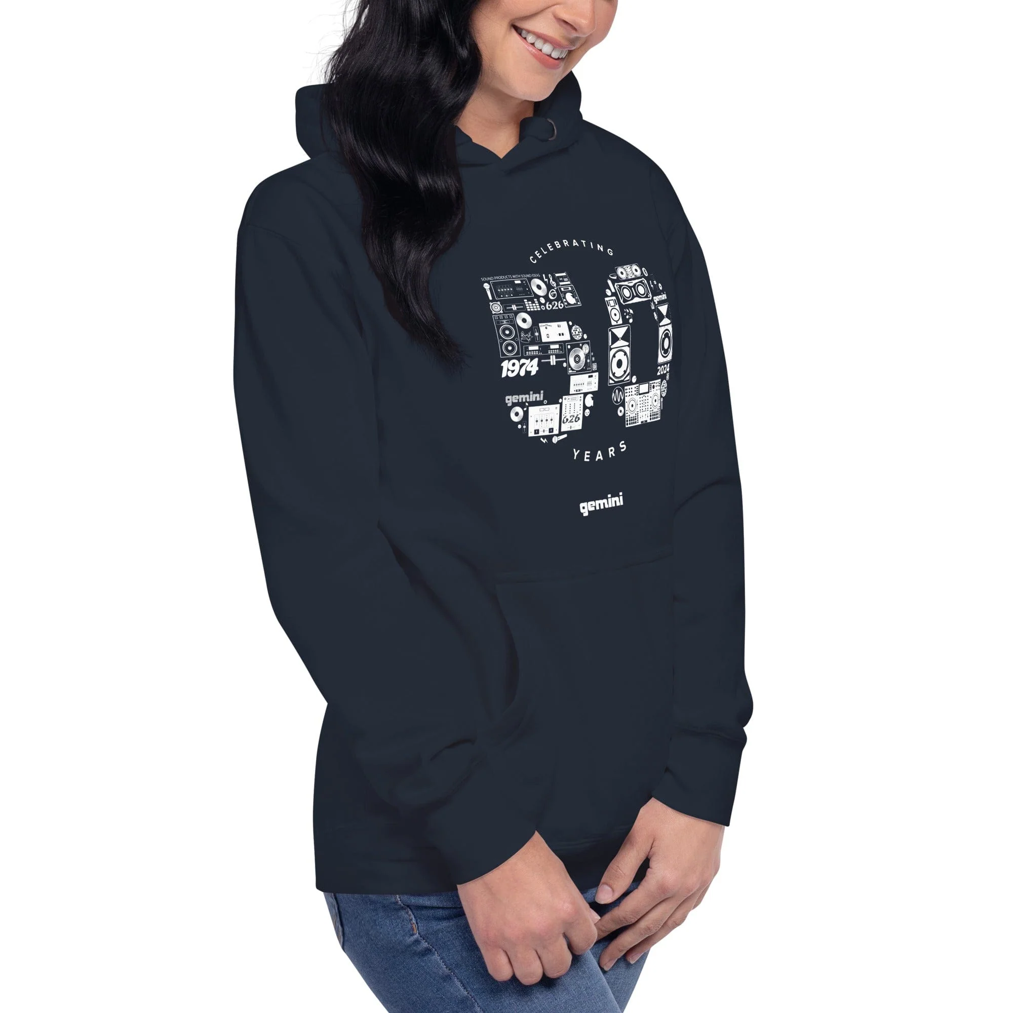 Gemini Sound Cotton Pullover Hoodie - Soft Streetwear with Pouch Pocket - Image 3