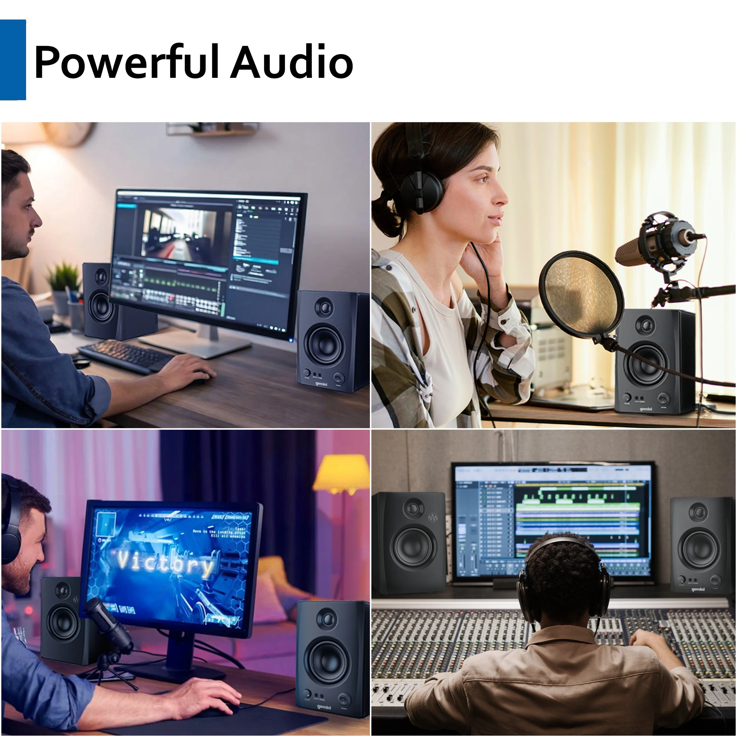 Gemini Sound SMX-3BT 3.5" bookshelf studio monitors with Bluetooth — 50W RMS, 3.5" woofers, TRS/RCA/aux inputs - Image 4