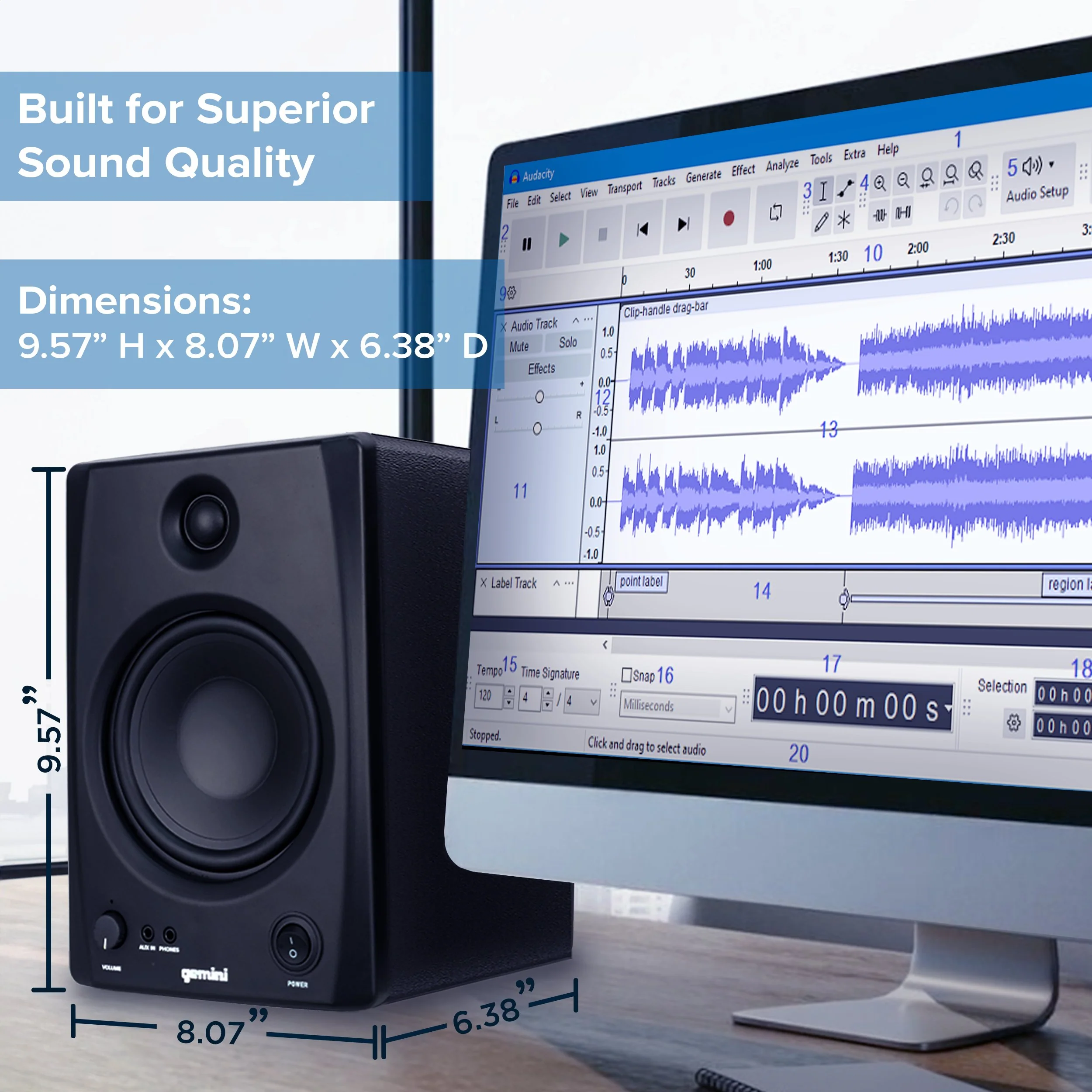 Gemini Sound SMX-5BT 5" bookshelf studio monitors with Bluetooth — 100W peak, 5" woofers, Bluetooth 5.0 - Image 3