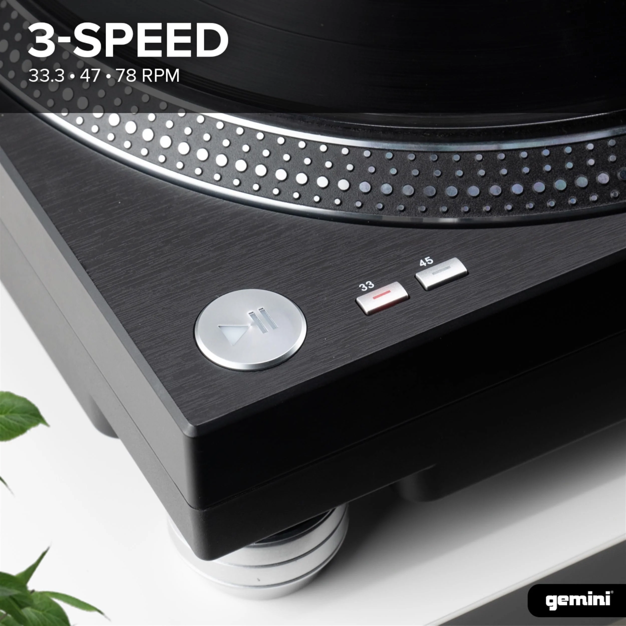 Gemini Sound TT-1200 belt-drive turntable with USB — 33/45 RPM, ±10% pitch, built-in phono preamp - Image 3