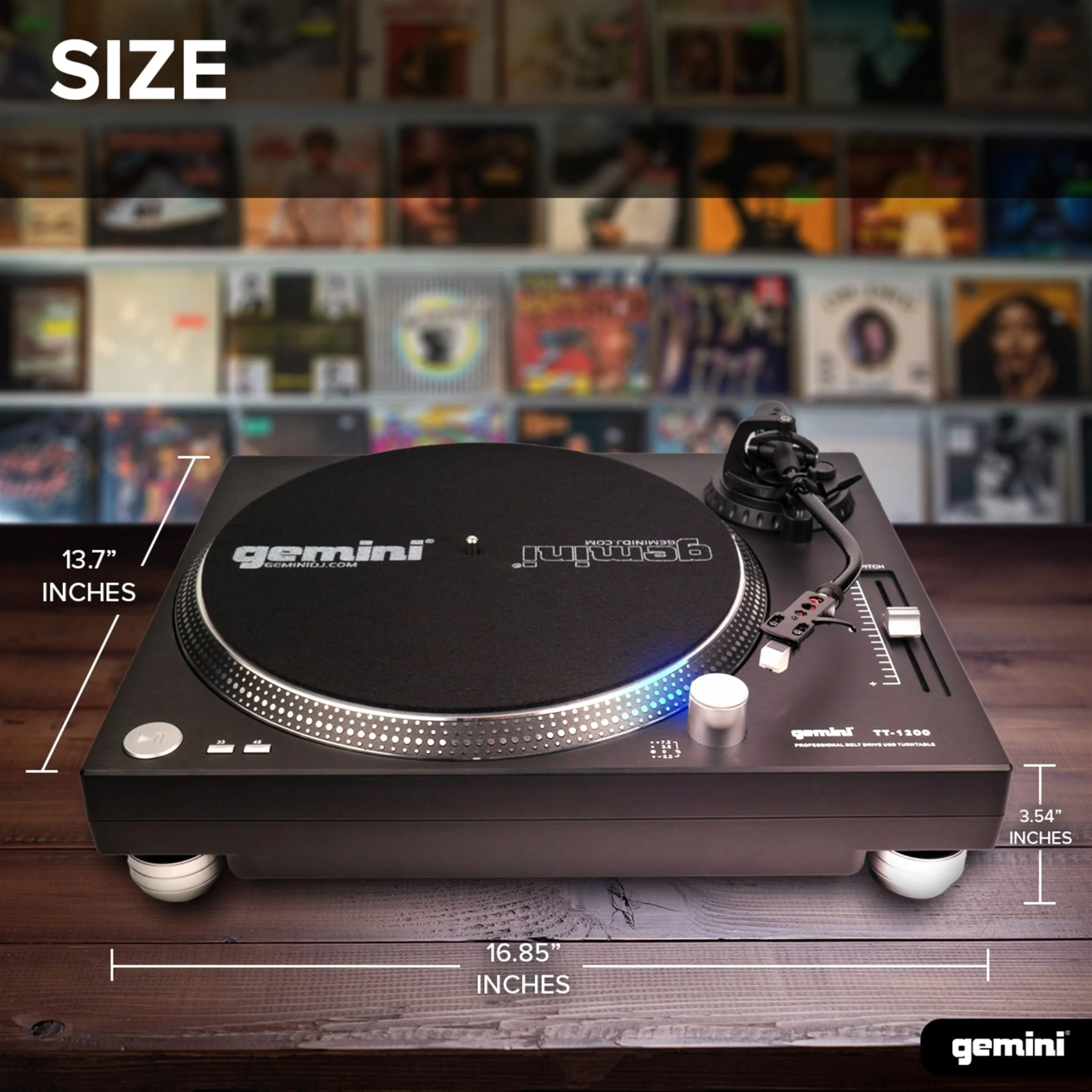 Gemini Sound TT-1200 belt-drive turntable with USB — 33/45 RPM, ±10% pitch, built-in phono preamp - Image 7