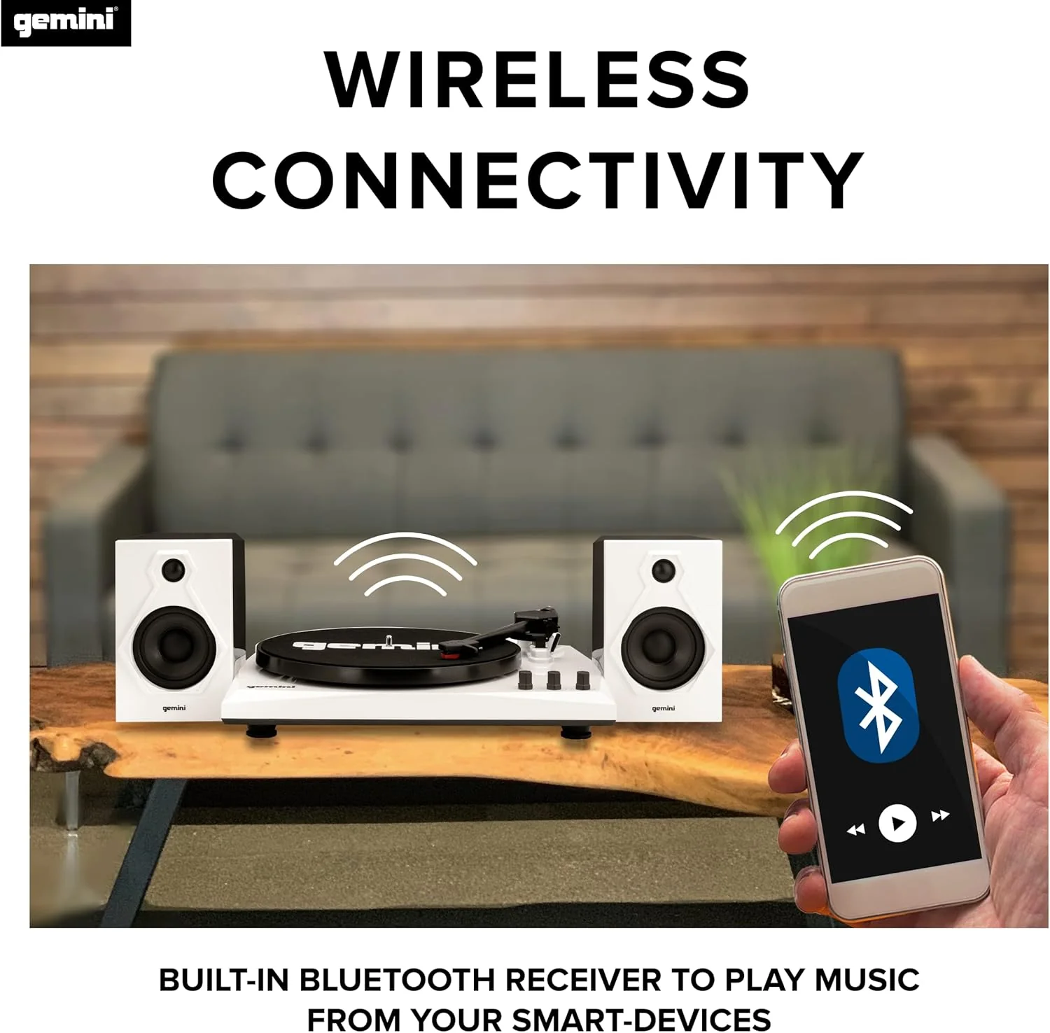 Gemini Sound TT-900 stereo turntable system with Bluetooth and speakers — 3-speed belt drive, 2x 50W stereo speakers, Bluetooth 5.0 - Image 11
