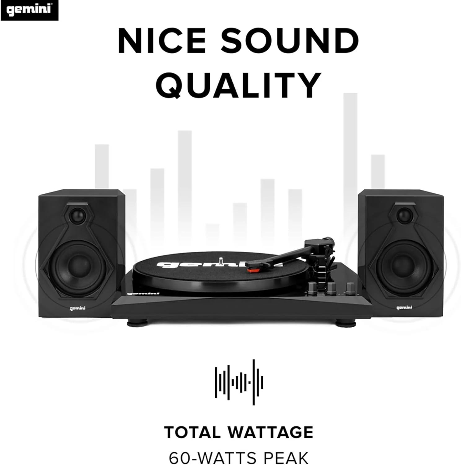 Gemini Sound TT-900 stereo turntable system with Bluetooth and speakers — 3-speed belt drive, 2x 50W stereo speakers, Bluetooth 5.0 - Image 9
