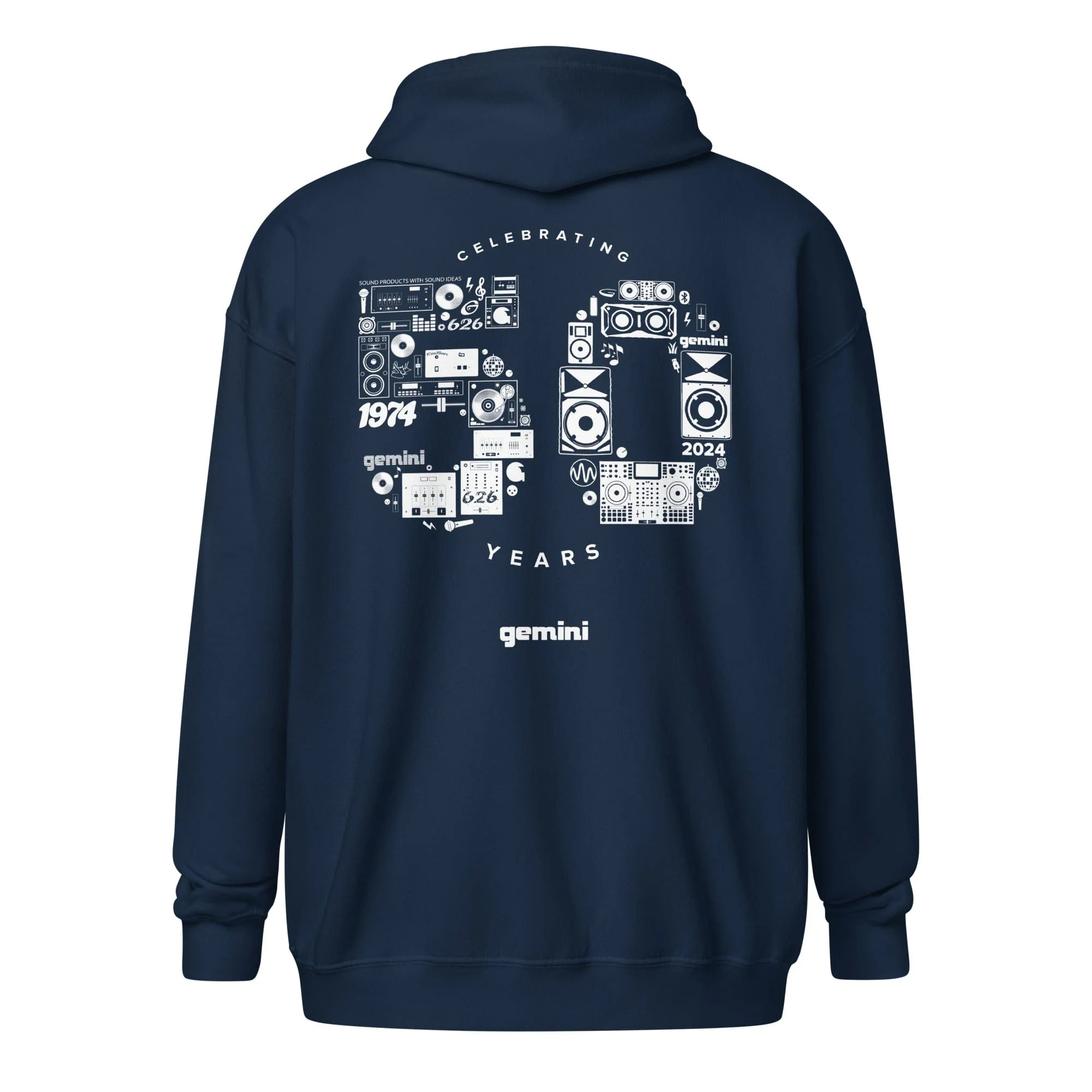 Gemini Sound Heavy Blend Zip Hoodie - 50/50 Cotton Polyester Metal Zipper - Image 4