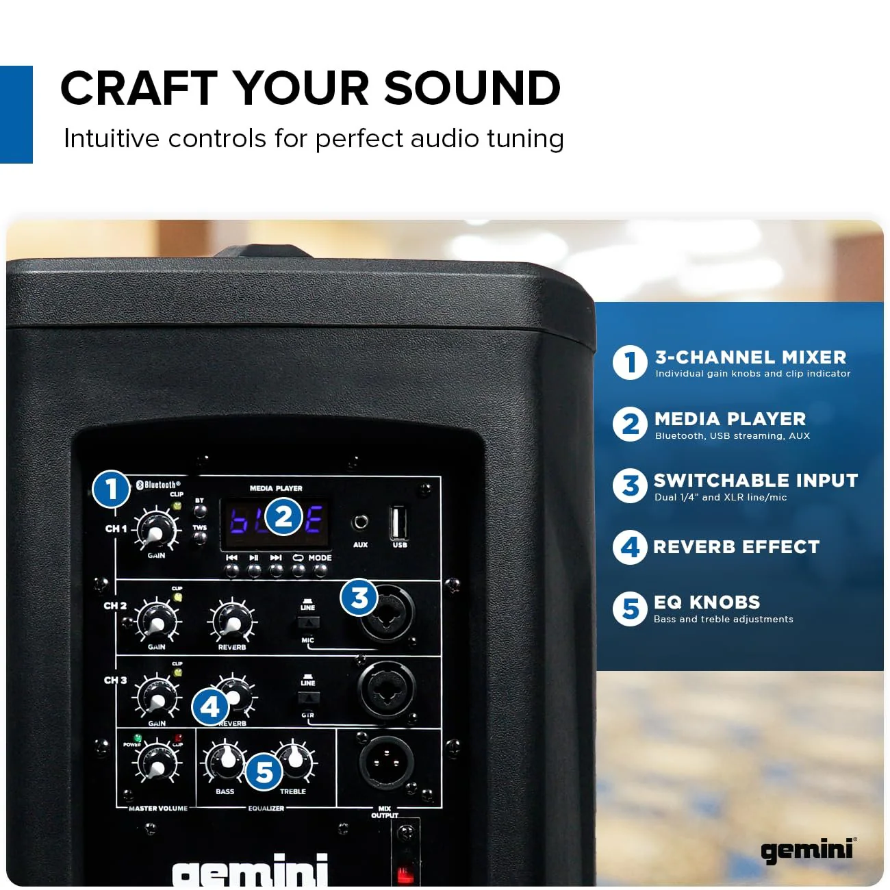 Gemini Sound WPX-2000TOGO battery-powered modular line array PA system — 320W peak, 8" subwoofer, 8-hour battery - Image 4