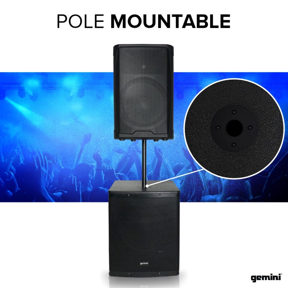 Gemini Sound ZRX-S15P powered front-firing PA subwoofer — 2600W peak, 15" driver, 123 dB max SPL - Image 4