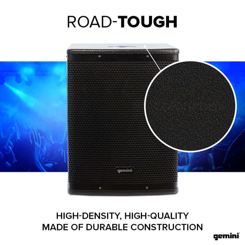 Gemini Sound ZRX-S15P powered front-firing PA subwoofer — 2600W peak, 15" driver, 123 dB max SPL - Image 5