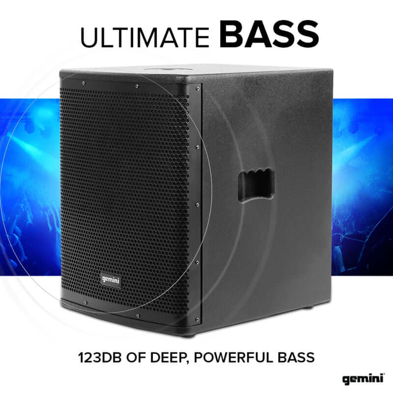 Gemini Sound ZRX-S15P powered front-firing PA subwoofer — 2600W peak, 15" driver, 123 dB max SPL - Image 6
