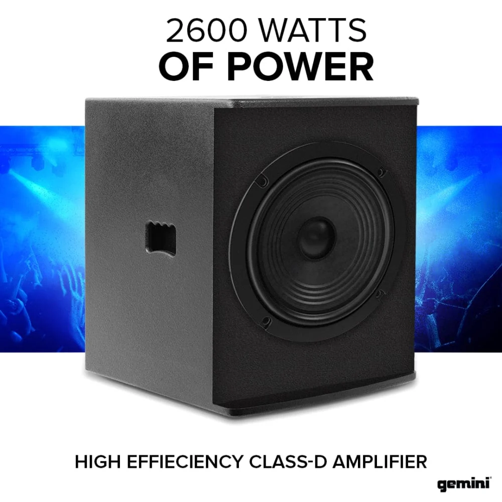 Gemini Sound ZRX-S15P powered front-firing PA subwoofer — 2600W peak, 15" driver, 123 dB max SPL - Image 7